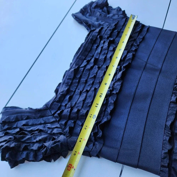 NWT $118 MAX STUDIOS Black Tiered Ruffle Rayon Fit Sheath Bodycon Tight Dress M - Picture 10 of 13